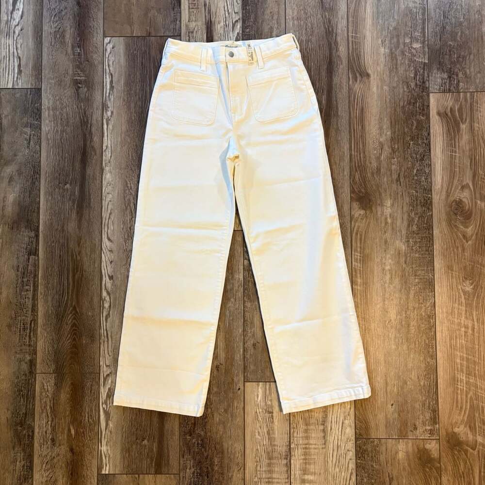 NWT Madewell Emmett Wide Leg Jeans 29 Tile White Patch Pocket